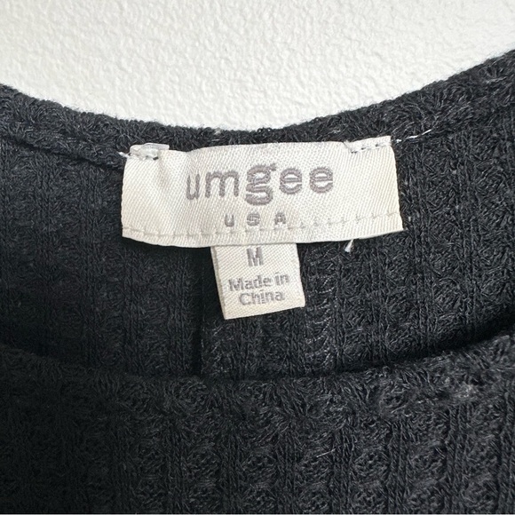 Umgee Tunic Waffle Knit Layered Look Black Brown Cheetah Leopard Long Sleeve - Picture 6 of 7